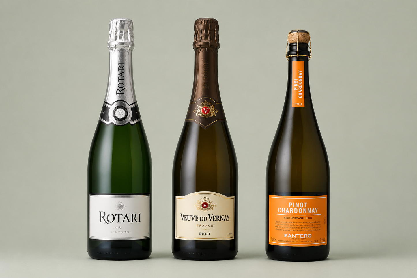 Rotari Trento DOC Brut Platinum / Kriter Veuve du Vernay Brut / Santero Pinot Chardonnay Spumante 3本セット