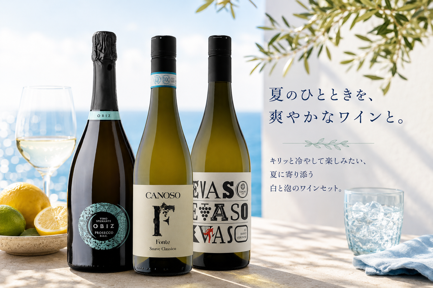 夏に飲みたい 泡＆白ワインセット（３本）【送料無料】